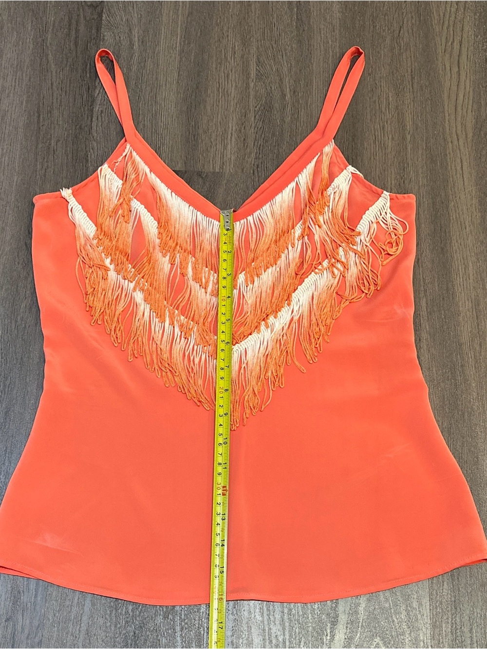 Coral Fringe Tassel Tank Top Boho Festival Concert Sleeveless Blouse Small - Picture 8 of 11